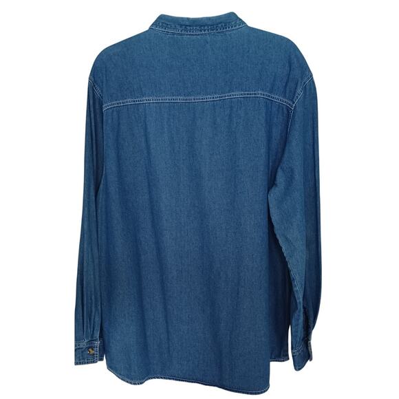 Vintage Bobbie Brooks Denim Shirt Women's XL Embroidered Christmas Village Scene - Picture 2 of 6